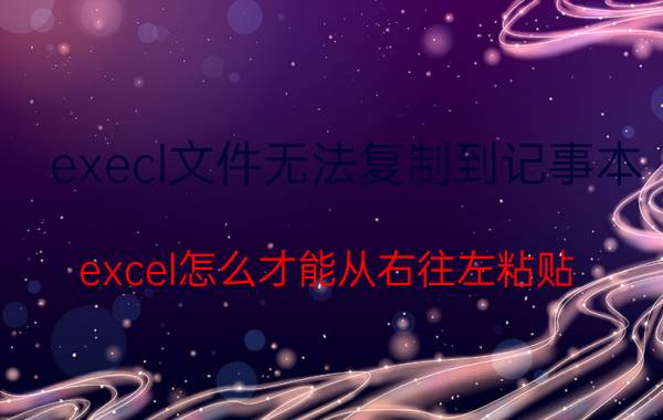 execl文件无法复制到记事本 excel怎么才能从右往左粘贴？